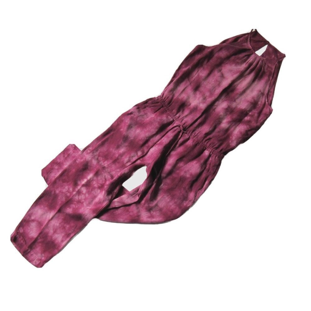 NWoT Anthropologie Cloth & Stone Maroon Tie Dye Sleeveless Cropped Jumpsuit XS
